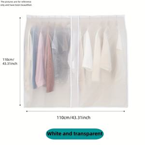 TEMU 1개 대형 세탁 가능한 PVC 의류 먼지 커버 - 옷장 보관용 탄력 있는 가장자리가 있는 투명한 정장 및 코트 보호대, 손세탁 또는 드라이클리닝 전용, 옷장 내 먼지 방지를 위한 투명한 옷 커버
