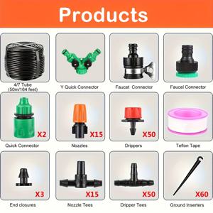 TEMU DIY 물 절약 정원 물 주입 시스템, 자동 방수 관개 키트, 잔디, 파티오, 녹색하우스용 - 플라스틱 소재, 범용 스레드 표준