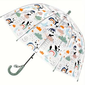 TEMU 1개/2개 투명 소재 우산 손잡이, 젊은이들을 위한 매끄럽고 잡기 쉬운 돔형 우산, 비와 바람에 강한 외출용, 아이들의 재미 가득한 선물