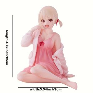 TEMU 라코리스 리콴 니시키기 치사토 애니메이션 피규어 - 화이트 롤리타 스타일 수집용품 핑크 드레스 & 꽃무늬 악센트, 애니메이션 팬을 위한 귀여운 선물, 홈 데코 디스플레이, 애니메이션 피규어 디스플레이 | 장난기 있는 디자인 | 복잡한 의상 디자인, 일본 애니메이션 피규어