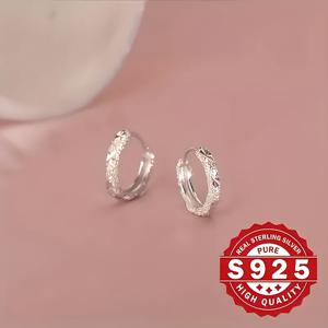 TEMU 925 스테인리스 실버 귀걸이 4개 - 우아한 작은 직경 매트 스파클링 후크, 하이포알러겐, 일상 착용 및 선물에 완벽, 크리스마스 시즌 보석, 크리스마스 선물 보석|빈티지 스타일|하이포알러겐 귀걸이|링귀걸이