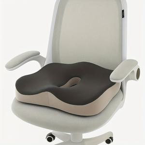 TEMU 1pc 에르고닉 메모리 폼 시트 쿠션, 중간 그로브가 있는 편안한 그레이 블랙 니트 직물, 사무실 의자, 가정용 책상, 자동차 시트, 휠체어에 적합, 긴 앉은 시간을 지원