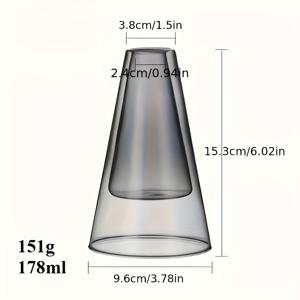 TEMU 우아한 더블 레이어 유리 디퓨저 병 - 빈 화분, 집 장식용 스타일리시 인도어 향수 용기, 흰색 & 검은색 기하학적 디자인, 거실 또는 침실에 이상적, 향수 디퓨저 | 현대적인 미학 | 세부적인 디자인