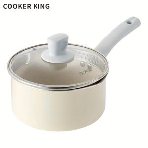 TEMU COOKER KING 비스틱 소스팬 유리 뚜껑 포함 - 2L 작은 요리용 냄비, PFOA 프리, 내열 손잡이, 인덕션 준비 및 모든 조리대 호환 가능, 수프, 스튜, 소스에 완벽
