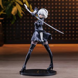 TEMU 2B & 9S 애니메이션 스타트 핸드 피규어 - 도피적 지구 전투 장면, PVC 소재, 가정 장식 및 크리스마스, 할로윈, 추수 감사절, 애니메이션 수집품에 이상적, 세부적인 의상 | PVC 스타트