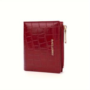 TEMU BAELLERRY 여성용 컴팩트 지갑 - 석판 패턴, 스냅 클로저, 지퍼 동전 포켓, 신용 카드 슬롯, 동전 지갑