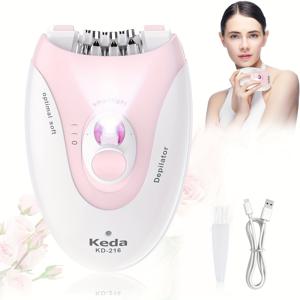 TEMU 여성을 위한 스마트 라이트가 장착된 HATTEKER 다용도 전기 제모기, 스테인레스 스틸 블레이드, USB 충전, 충전식 니켈 배터리, 4V-12V 작동 전압 - 더 적은 통증으로 효율적인 털 제거