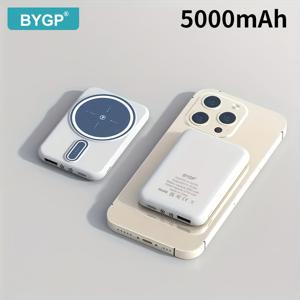 TEMU 새로운 5000mAh 자석 무선 보조배터리 애플 15 프로 / 14 맥스 / 13 / 12 휴대폰용 LED 전원 표시기, 야외 여행 비상 백업 모바일 충전기, 선물용|보조배터리