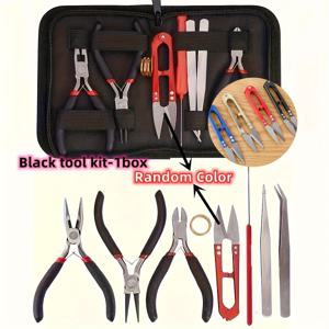TEMU 1세트 DIY 쥬얼리 만들기 재료 키트 귀걸이 만들기 액세서리 포함, 수제 플라이어 세트 - 둥근 코, 뾰족한 코, 대각 커터, 가위, 족집게, 점프 링 오프너 - 이빨 없는 클램프 유형으로 팔찌, 목걸이, 휴대폰 체인 만들기