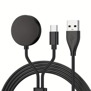 TEMU 7/6/5/4/3/클래식, 프로 5/4, 액티브 워치 2/1, 갤럭시 버즈용 2-in-1 자석 USB-C 스마트워치 충전기 - 평평한 모양, 복합 케이블, XNOIK