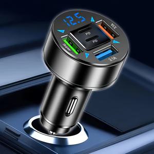 TEMU 업그레이드 100W 디지털 자동차 충전기, 2x PD+ 및 3x USB-C 포트 - 스마트폰, 태블릿 및 휴대용 파워 뱅크용 Super 3.1 연결, 빠른 충전 기능, 배터리 필요 없음, 휴대용 충전기 | 현대 충전기 | 소형, 자동차 충전기|보조배터리