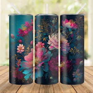 TEMU 1개, 뚜껑과 빨대가 있는 중국 장미 텀블러, 20온스 스테인레스 스틸 물병, 직선형 보온 물컵, 여름 겨울 음료용품, 야외 여행 용품, 발렌타인 데이 선물