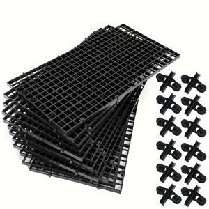 TEMU 12개 블랙 플라스틱 수족관 탱크 디바이더, 흡착컵 포함 - 30x15cm 그리드 격리 패널, 물고기, 새우 및 식물 분리용, 다중 탱크용 내구성 있는 필터 바닥 트레이, 수족관 어항용