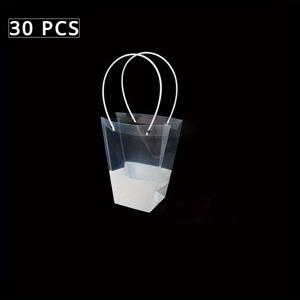 TEMU 30개 팩 투명 사다리꼴 선물 백 손잡이 포함, PVC 꽃다발 배열 백, 마카롱에서 영감을 받은 꽃 예술 포장 재료, 플라스틱 - 다양한 테마에 맞는 여러 구성 요소 포함