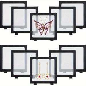TEMU 10개 팩 3D 부유 프레임 디스플레이 홀더 스탠드 포함 - 투명 디스플레이 케이스 (보석, 동전, 메달, 표본용)