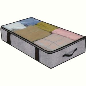 TEMU 1개 FOREMS 침대 밑 수납 컨테이너 - 패널 구조의 휴대용 다기능 정리함, 내구성 있는 부직포 소재, 세탁 가능, 옷·신발·담요 보관용 - 공간 절약형 홈 데코, 침실/욕실/주방용, 간단한 직사각형 디자인, 튼튼한 손잡이 기능