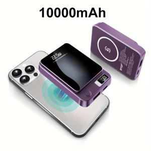 TEMU BYGP 10000mAh 자석 무선 휴대용 전원 은행 22.5W 고속 충전 - LED 디스플레이, 리튬 폴리머 배터리, 유니버설 USB Type-C 충전기, iPhone 16/15 Pro/14 Max/13/12, 야외 비상 백업 전원, 비상 전원 은행 | 현대 전원 은행 | 컴팩트 전원 은행|보조배터리|C타입충전기