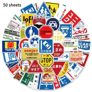 TEMU 일본 및 한국 로고 스티커 세트 50개, 랜덤 스타일