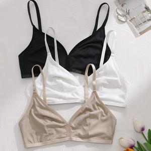 TEMU 여성용 무봉제 와이어리스 브라 3개 세트 - 편안하고 통기성 좋음, 단색 (블랙, 화이트, 베이지), 얇은 스트랩, 부드러운 폴리에스터 혼방, 손세탁 전용, 철사 없는