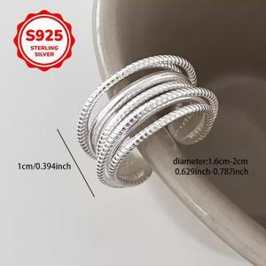 TEMU 1개 925 실버, 저알러지, 조절 가능한 오프닝 링, 한 팩, 헤비듀티 멀티라인 멀티레이어 스무스 라인 링, 경량 럭셔리 패션 개성 니치 디자인 고급 인덱스 핑거 링 테일 링 링, 커플, 베스트 프렌드에게 선물하세요, 일상 결혼식 연회 해변 휴가, 라마단 어머니날, 항산화 포장