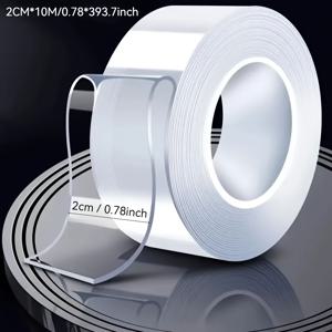 TEMU 초강력 나노 양면 테이프, 20mm/30mm x 393.7인치 롤, 두꺼운 투명성, 잔여물 없음, 플라스틱, 목재, 유리, 돌, 금속에 방수 접착 가능 - PE 소재, 아크릴, 고점도 매직테이프