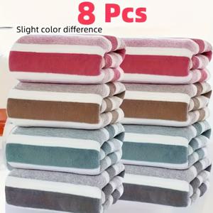 TEMU 8pcs 타월 세트, 빠른 건조, 슈퍼 소프트 코랄 플리스, 피부 친화적, 12.5 x 28.3 인치 - 스파, 살롱, 욕실, 주방에 적합 - 밝은 다색 옵션, 욕실 타월 | 밝은 타월 세트 | 폴리에스터 코랄 플리스, 세면도포
