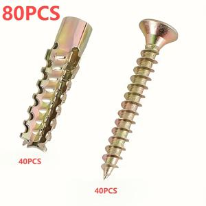 TEMU 20세트 40개 세라티드 게코 확장 볼트 경량 벽돌 폼 벽 시멘트 벽 콘크리트 벽 금속 확장 나사