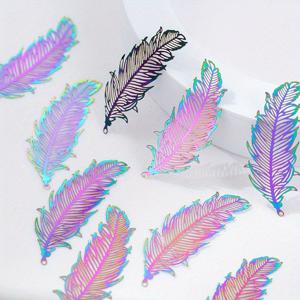 TEMU 10pcs 레인보우 스테인레스 스틸 깃털 중공 펜 던 트 매력 보석에 대 한 DIY 목걸이 귀걸이 액세서리 만들기