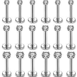 TEMU 18Pcs 2mm 3mm 4mm 지르콘 스테인레스 스틸 립 링, 헬릭스 귀걸이, 남성용 바디 피어싱 쥬얼리