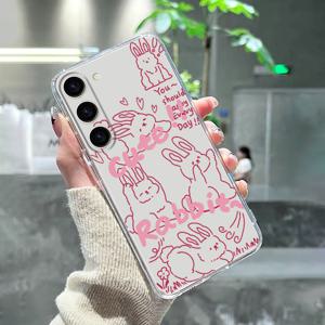 TEMU 삼성 갤럭시 S23 S23 울트라 S20 S20 + S20 FE S21 FE 5G S22 S22 + 갤럭시 A14/A23/A32 5G/A52/A54 5G 전화 케이스 GT1 실리콘 초박형 범퍼 투명한 뒤 표지에 대한 고급 충격 방지 명확한 빨간 토끼 패턴 전화 케이스