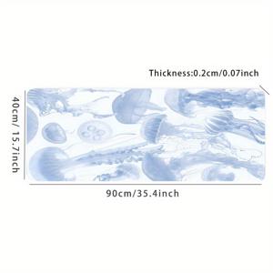 TEMU 【아티스틱 터치】 대형 해양 해파리 게이밍 마우스 패드 - 미끄럼 방지 고무 데스크 매트, 멋진 파란색 & 흰색 해파리 디자인, 35.4x15.7인치, 게이머, 사무실 또는 가정용 완벽한 선물, 게이밍 데스크 액세서리 | 스타일리시한 작업 공간 추가 | 매끄러운 표면 매트