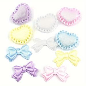 TEMU 100개,かわいい 하트 모양의 라이트 색상 새틴 리본,縫い道具, 패치 스티커, 핸드메이드 크리에이티브 DIY 헤어 액세서리, 헤어 클립, 인형, 장식 재료 액세서리 도매