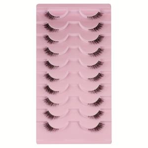 TEMU 반 눈썹, 자연스러운 보는 10 쌍 두꺼운 고양이 눈썹 10mm Wispy 눈썹 투명 밴드 짧은 눈썹 3D04-10F
