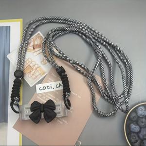 TEMU 1pc COTI.CK 블랙 실리콘 보 크로스바디 폰 케이스 래니어, 여성용 안전한 백 클립이 있는 손실 방지 나일론 스트랩