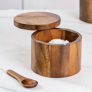 TEMU 나무 소금통, 고체 목재 조미료 상자, 나무 후추통, 주방용 조미료 병, 저장용 조미료 항아리