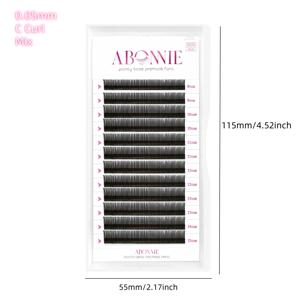 TEMU 12줄 ABONNIE 5D 플라워 속눈썹, 혼합 스타일 캣아이 인형 애니메이션 , 미리 만들어진 볼륨 팬, 부드러운 0.05mm 두께, C/D 컬, 내추럴 블랙, 길이 8-15mm, 초보자 친화적인 미용실용 속눈썹 익스텐션