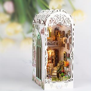 TEMU 3D 목재 퍼즐 모델 키트, 혼합 색상 액센트가 있는 창의적인 흰색 꽃 집, DIY 제작된 미니어처 인형 집, 건축적 장면 책장 디스플레이, 홈 데코 선물
