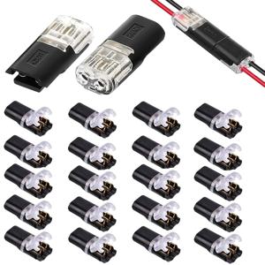 TEMU 20개 D-FLIFE 퀵 커넥트 와이어 커넥터, 2핀 저전압 무솔더 듀얼 터미널 20-22 AWG 와이어용, 투명 절연 구리 접점 - 자동차 및 전기 프로젝트에 적합, 전기 와이어 커넥터