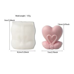 TEMU DIY 향초용 백조 하트 실리콘 몰드 - 부드럽고 쉽게 분리되는 실리콘 캔들 몰드, 데이 선물용 - 재사용 가능한 석고 몰드