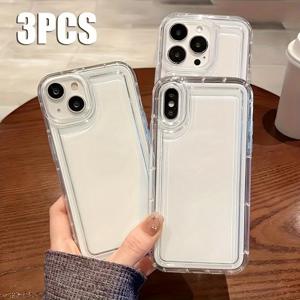 TEMU 3pcs 투명 충격 방지 TPU 폰 케이스, Apple Iphone 16, 15, 14, 13, 12, 11, XS, XR, X, 8, 7 Mini, Plus, Pro Max, SE 시리즈 폰 케이스와 호환됩니다. 친구, 여자 친구, 남자 친구, 가족 또는 자신에게 완벽한 선물입니다.