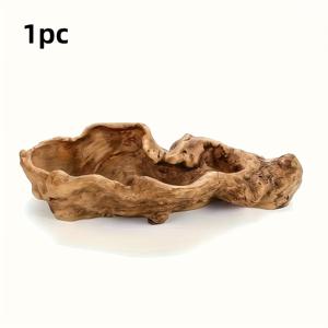 TEMU 1pc 빈티지 스타일 대형 장식용 레진 플랜터, 나무 마감 - 수кул 및 카투스, 실내/실외 사용, 바닥 마운트, 비정형 모양, 텍스처된 표면, 실내 식물 디스플레이 | 빈티지 플랜터 | 텍스처된 마감, 대형 플랜터