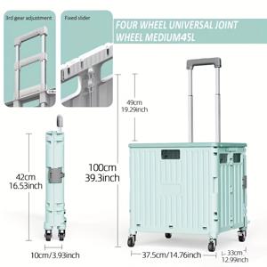 TEMU Delixi 전기 접이식 도구 카트, 도구 랙, 4바퀴 45L/8바퀴 65L, 뚜껑이 있는, 휴대용 롤링 핸드 트럭, 도구, 식료품, 사무용품, 쇼핑 등 운반 및 보관에 적합합니다.|테무쇼핑