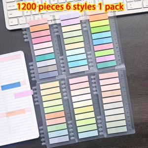 TEMU 1200개, 6가지 스타일이 포함된 1개 패키지의 유럽 레트로 컬러 플루오레센트 컬러 유럽과 미국 레트로 컬러 PET 투명 스티커 인덱스 스티커 모라디 컬러 노트 지시자 스티커 분류 마킹 노트 스티커 노트