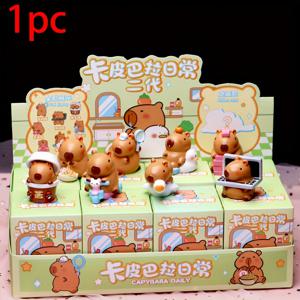 TEMU 1pc 8pcs Capybara 일일 블라인드 박스 2판 창의적인 만화 레진 귀여운 카피바라 스탠스 장식 휴일 생일 선물 랜덤으로 1개 단일 모델을 보냅니다.