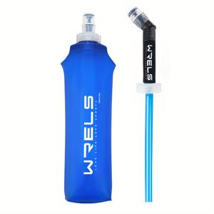 TEMU 1pc 250ml/500ml, 야외 캠핑 하이킹 사이클링을위한 긴 밀짚 및 먼지 커버가있는 접을 수있는 BPA 무료 부드러운 물병