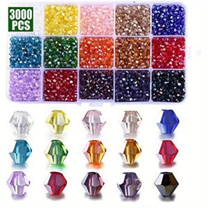 TEMU 3000개 LKLDM AB 오로라 보레알리스 컬러시프트 면각 비콘 글래스 비즈 - 15가지 색상, 4mm 반짝이는 비즈, 주얼리 만들기, DIY 공예, 선캐처, 팔찌 & 목걸이용 프리드릴 구멍 유리구슬, 내구성 강한 유리재료, 액세서리 제작 소품