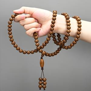 TEMU 1pc 아방 가르디 스타일 6방향 무화과 나무 비즈 로사리, 우아한 자연 나무 기도 비즈, 향기로운 향수, 남녀 공용 일상 착용 또는 선물, 모든 계절 호환