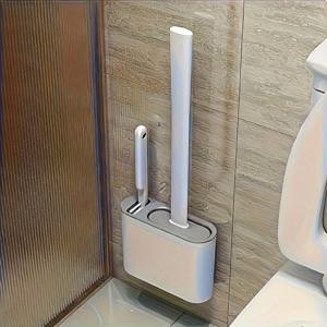 TEMU 3pcs 벽걸이 욕실 청소 세트: 실리콘 브러시 헤드, 인간 중심 긴 손잡이 및 초소형 브러시, 스티커 및 쉬운 청소에 적합, 가정 청소 및 RV 욕실에 필수입니다.