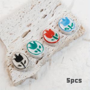 TEMU 핸드페인팅 튤립 세라믹 비즈 꽃 모조 구슬 DIY 팔찌 목걸이 귀걸이 폰체인 액세서리 5종 혼합 컬러 랜덤 세트