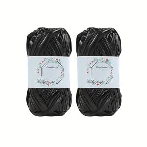 TEMU DIY 수제 직조 가방, 바닥 매트, 작은 인형 및 장식용 실을 위한 광택 있는 인조 가죽 천 실 2롤